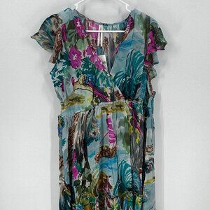 Women's Anthropologie V-Neck Flutter-Sleeve Dress S